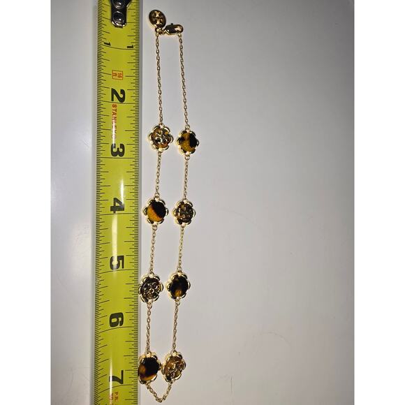 Tory Burch Forget Me Not Necklace w/Gold and Tortoise-Shell Colored Flowers - Picture 6 of 6